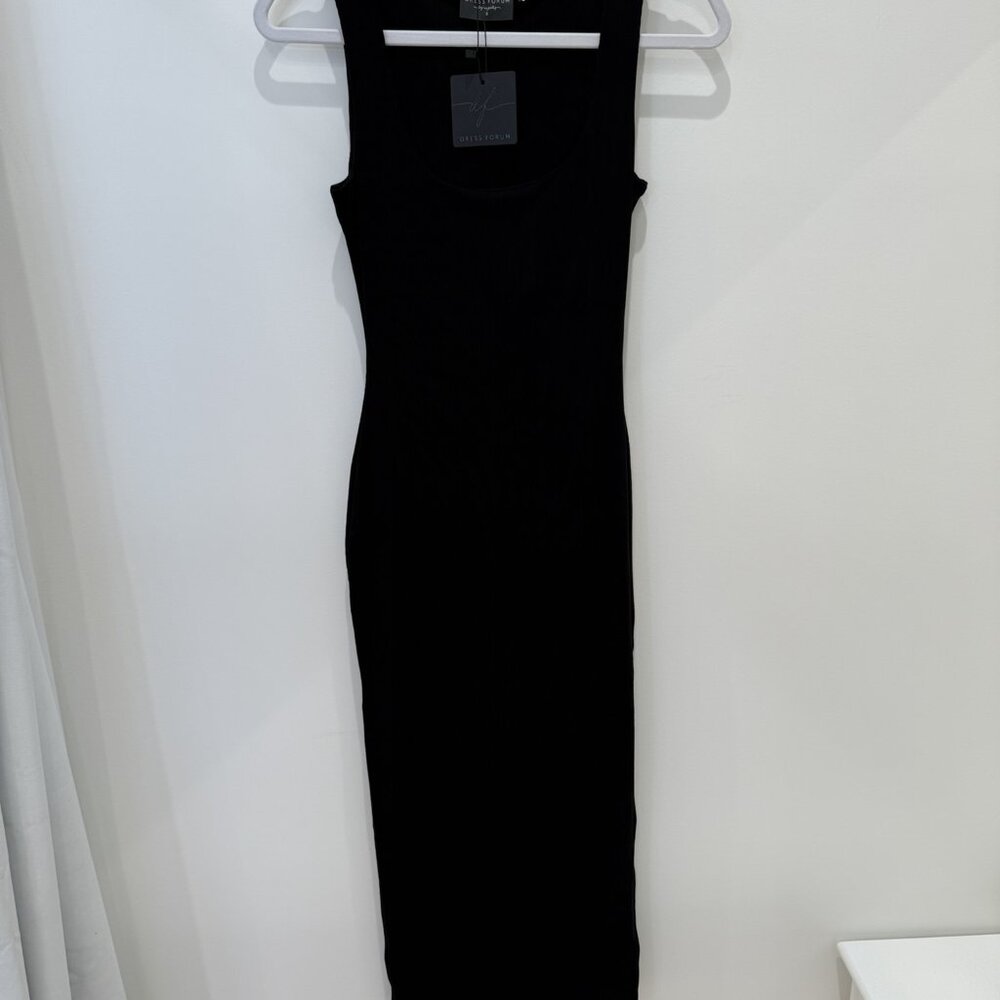 Square Neck Ribbed Knit Midi Dress - Picture 4 of 7